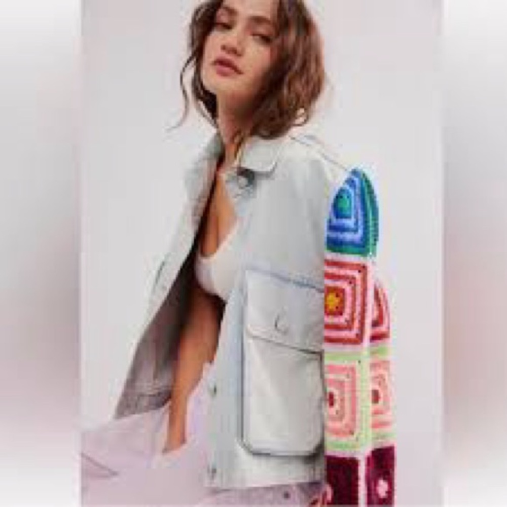 Blank NYC Crochet Sleeve Jean Jacket